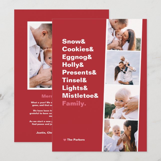 & Shirt Christmas Card And List Photo Holiday Card (Front/Back)