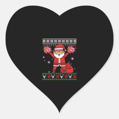 Shirt Christmas Cheerleading Santa Claus Heart Sticker