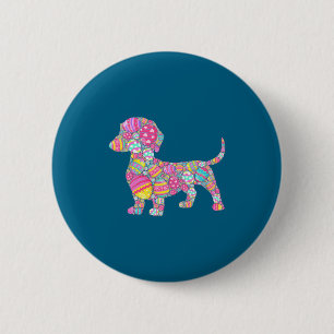 Shirt Colorful Eggs Dachshund Dog Puppy Button