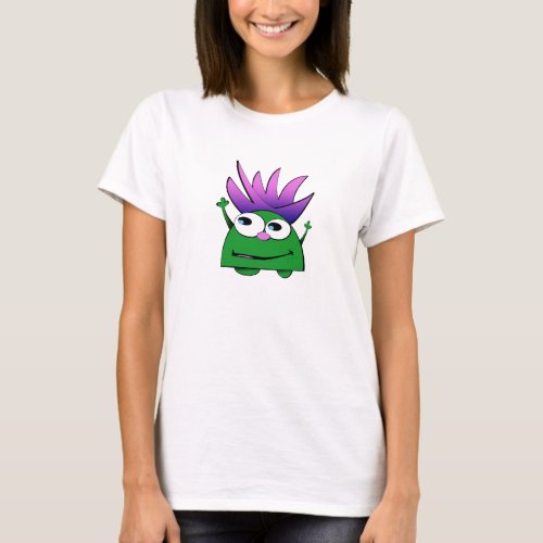 Shirt Cute Little Green Monster Cartoon T_Shirt