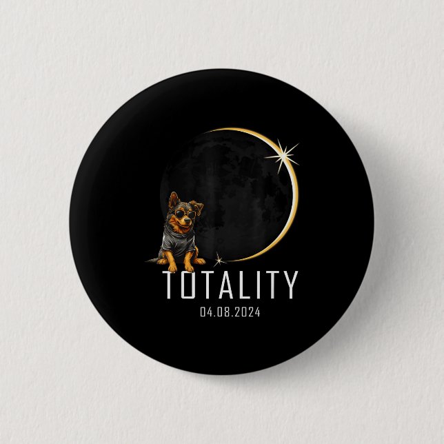 Shirt Dog Total Solar Eclipse Totality Button (Front)