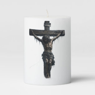 shirt featuring a touching artwork of Jesus Christ Pillar Candle
