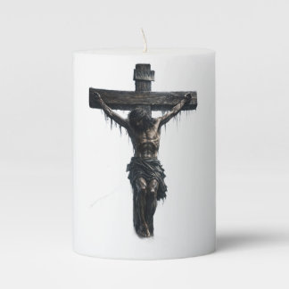 shirt featuring a touching artwork of Jesus Christ Pillar Candle
