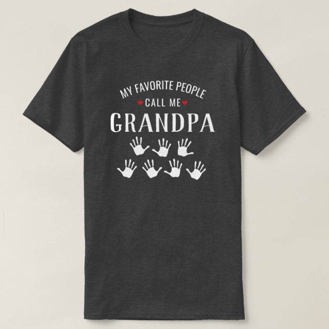 Shirt For Grandpa or Grandma 7 Grandkids Handprint (Design Front)