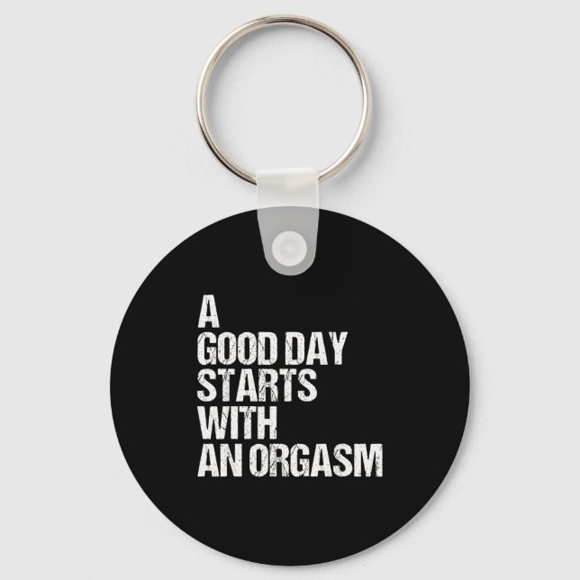 Shirt Funny Adult Humor Morning Phrase Quote  Keychain (Front)
