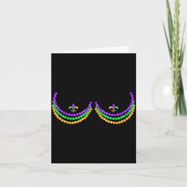 Shirt Mardi Gras Funny Beads S Outline Costume Hum Card (Front)