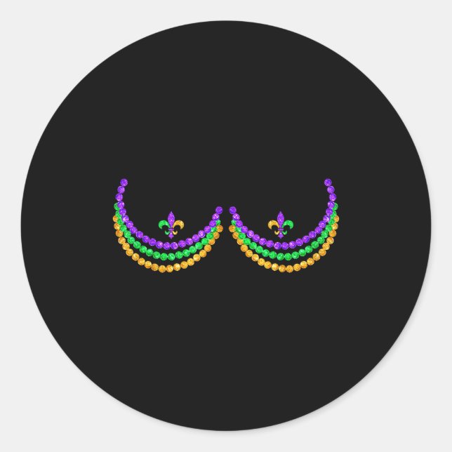 Shirt Mardi Gras Funny Beads S Outline Costume Hum Classic Round Sticker (Front)