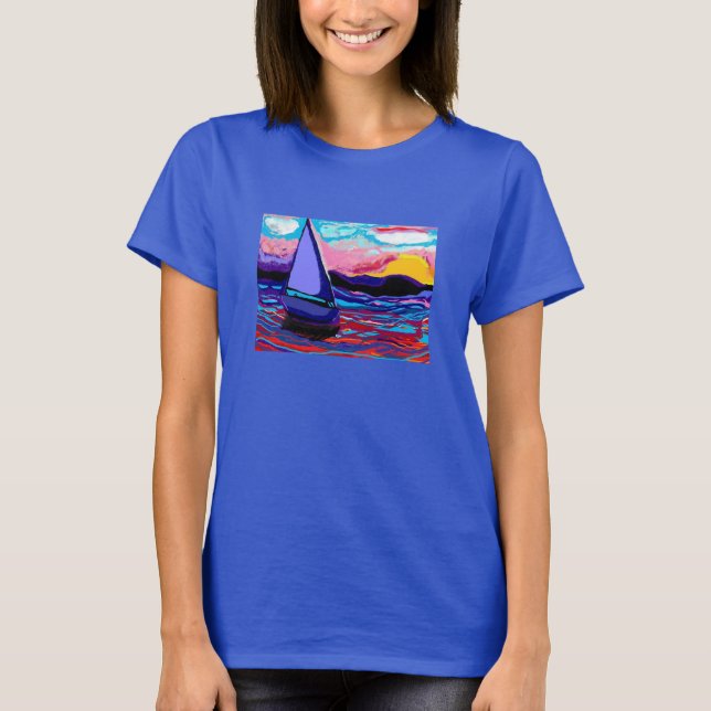 shirt,sailboat tranquility tshirt sunset (Front)
