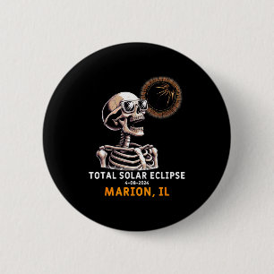 Shirt Skeleton Solar Eclipse Marion Illinois Button