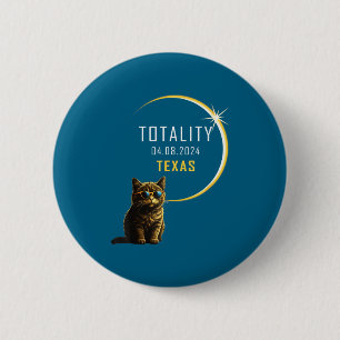 Shirt Texas Total Solar Eclipse Cat Button