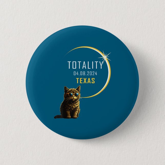 Shirt Texas Total Solar Eclipse Cat Button (Front)