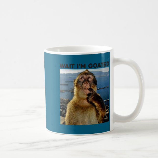 Shirt Wait Goated Thinking Monkey Meme Coffee Mug (Right)