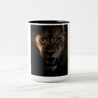 shirt with a lion Two-Tone coffee mug