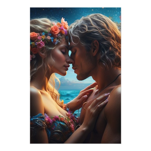 *~* Shirtless Man Fantasy Romance  AP51 Flower Photo Print (Front)