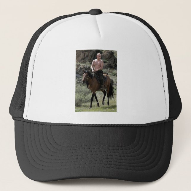 Shirtless Putin Rides a Horse Trucker Hat (Front)