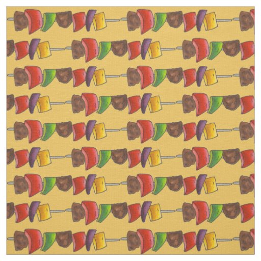 Shish Kebab Grilled Beef Vegetable Skewer Fabric