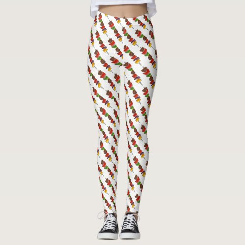 Shish Kebab Summer Vegetable Skewer Food Grilling Leggings