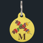 Shish Kebab Vegetable Skewer Monogram Foodie Grill Pet Name Tag<br><div class="desc">Pet tag design features an original illustration of a classic grilled beef and veggie skewer. Just personalize with the name of your dog or cat. Lots of coordinating pet products are also available from this shop! Don't see exactly what you're looking for? Contact Rebecca to have a product customized just...</div>