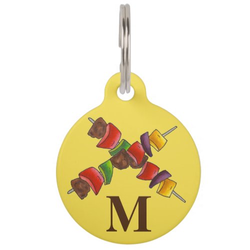 Shish Kebab Vegetable Skewer Monogram Foodie Grill Pet Name Tag