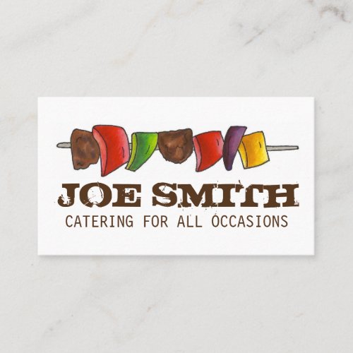 Shish Kebab Vegetable Skewer Picnic Catering Chef Business Card