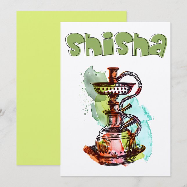 Shisha Hookah Arguileh شيشة ارجيلة يا معلم Invitation (Front/Back)