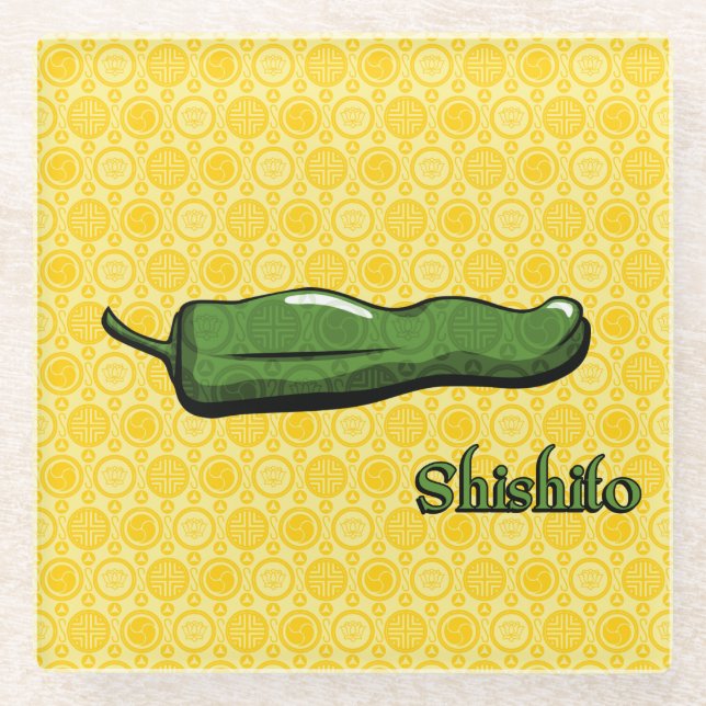 Shishito Chili Pepper Glass Coaster (Front)