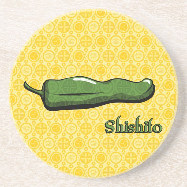 Shishito Chili Pepper Sandstone Coaster (Front)