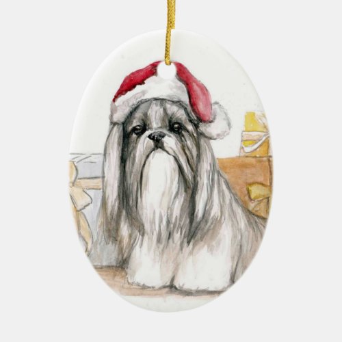 Shitzu Presents Dog Art Ornament