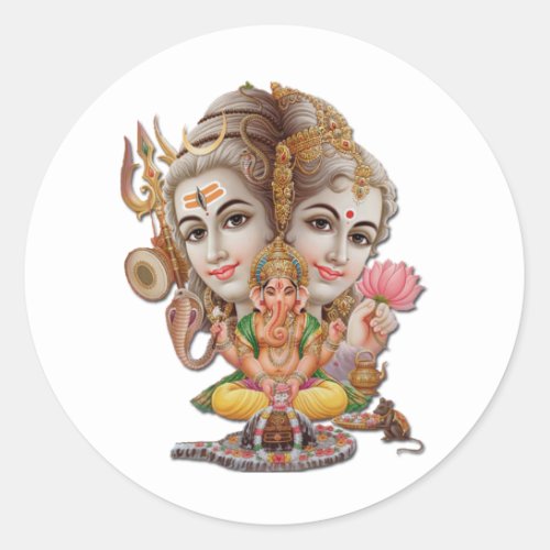 Shiva and family classic round sticker