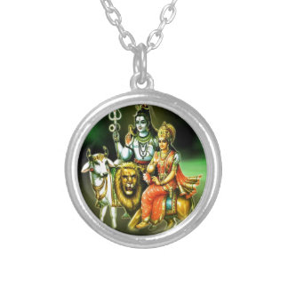 SHIVA AND PARVATHI SILVER PLATED NECKLACE