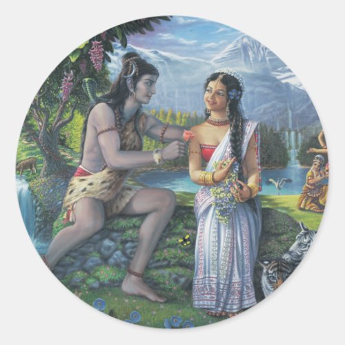 Shiva and Parvati _ The All_Auspicious Couple Classic Round Sticker