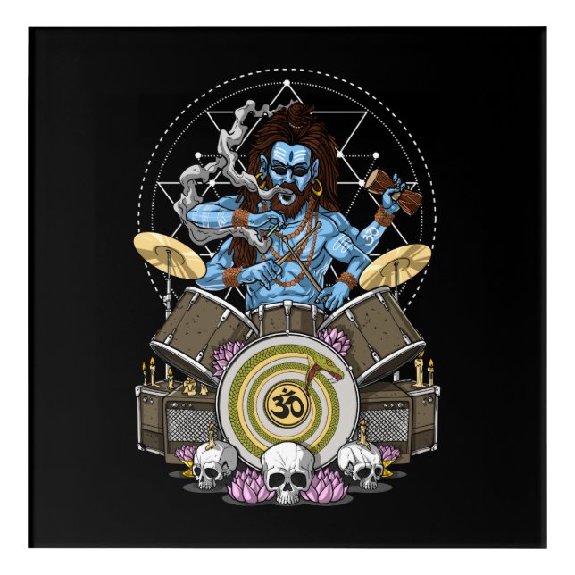 Shiva Heavy Metal Drummer Acrylic Print (Front)
