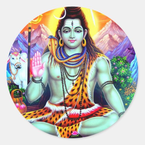 Shiva_Hindu Asian Indian God शव Classic Round Sticker
