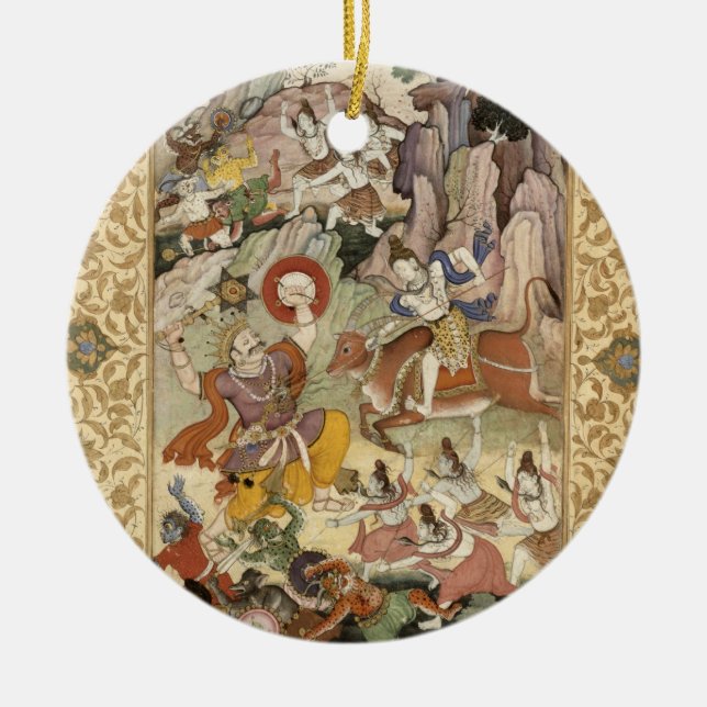 Shiva killing the Demon Andhaka, c.1585-90 Ceramic Ornament (Front)