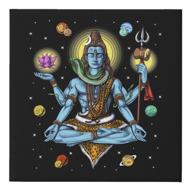 Shiva Meditation Faux Canvas Print (Front)