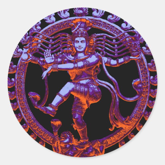 Shiva Nataraja dancing Classic Round Sticker (Front)