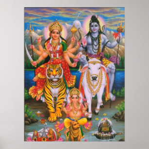 Shiva Parvati Ganesha Poster