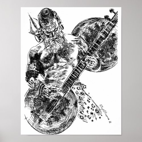 Shiva Playing Sitar Poster