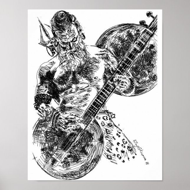 Shiva Playing Sitar Poster (Front)