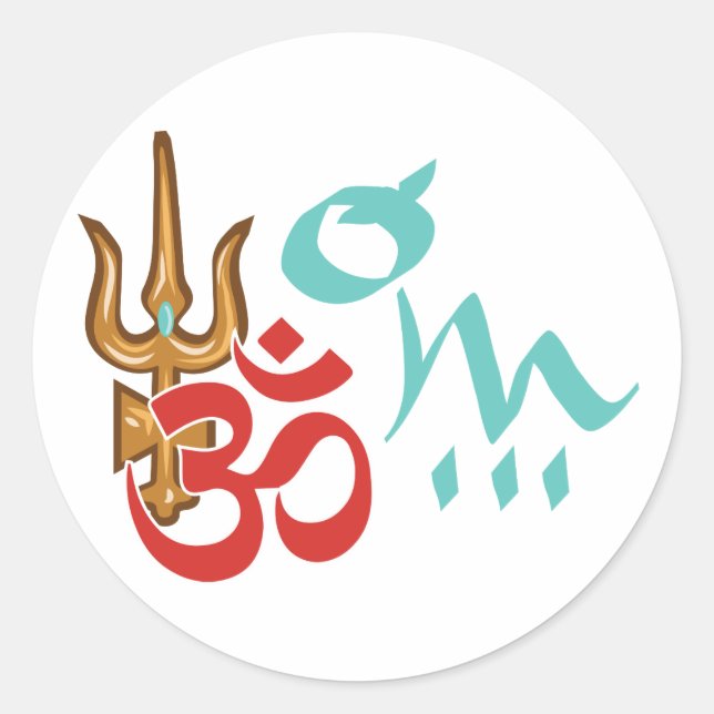 Shiva Trishula OM Classic Round Sticker (Front)