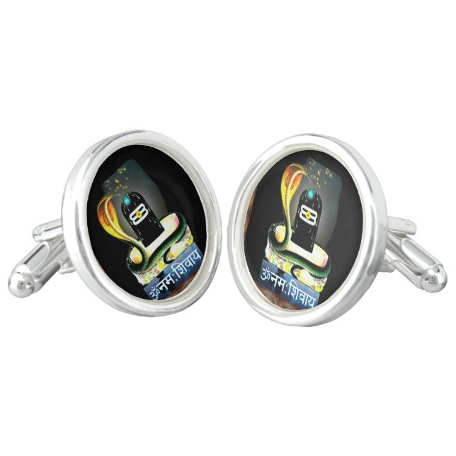 SHIVALINGA SHIVA LINGA Hinduism Hindu Idol Deity Cufflinks (Angled)