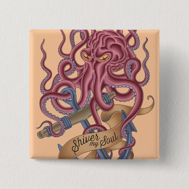 Shiver My Soul | Octopus Tatto Button (Front)