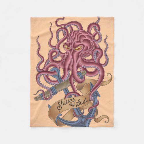 Shiver My Soul  Octopus Tatto Fleece Blanket