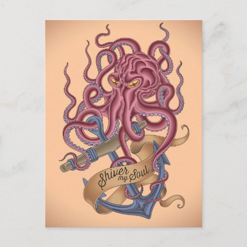 Shiver My Soul  Octopus Tatto Postcard