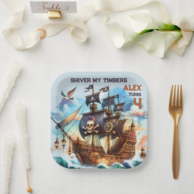 Shiver My Timbers Pirate Theme Paper Plates (Wedding)