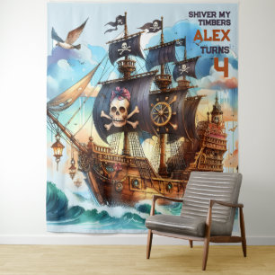 Shiver My Timbers Pirate Theme Tapestry