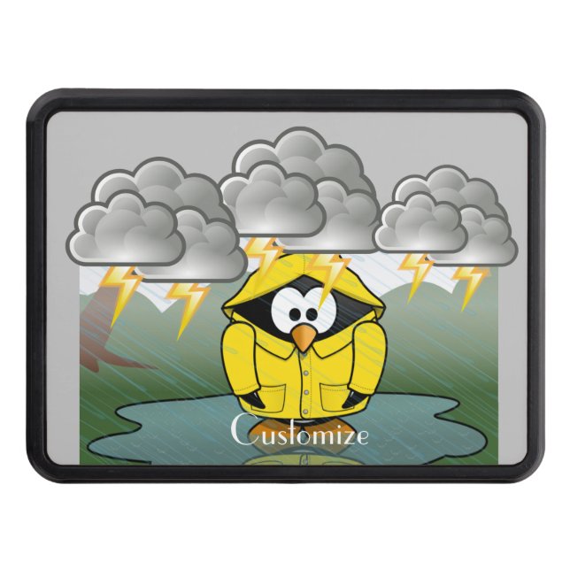 Shivering Rainy Day Penguin Thunder_Cove Belt Buck Hitch Cover (Front)