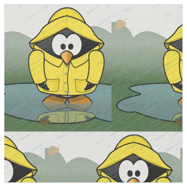 Shivering Rainy Day Penguin Thunder_Cove Fabric (Close Up)