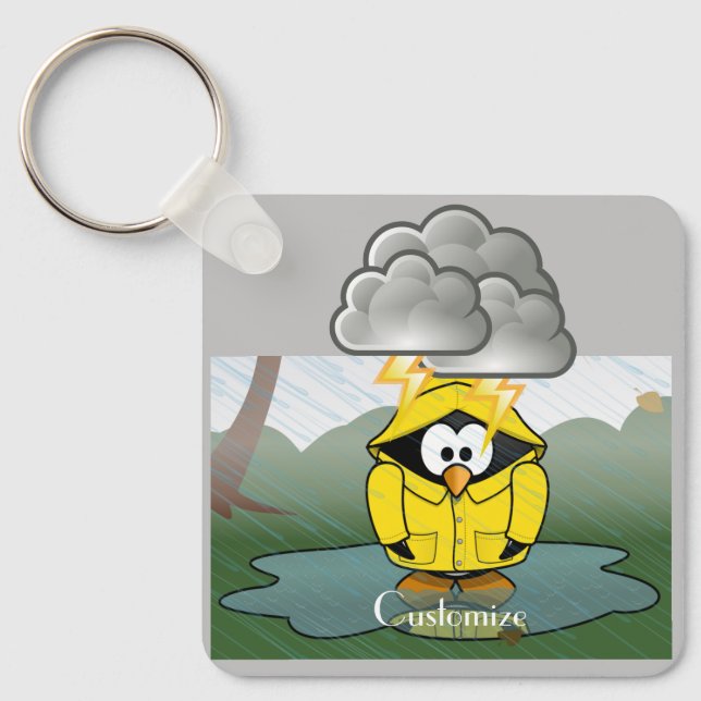 Shivering Rainy Day Penguin Thunder_Cove Keychain (Front)