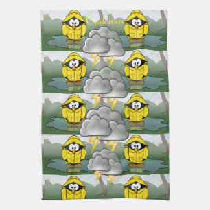 Shivering Rainy Day Penguin Thunder_Cove Kitchen Towel